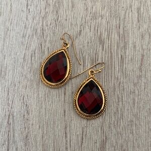 Elegant Gold and Red Teardrop Earrings